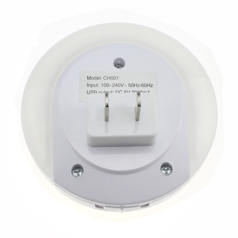 Intelligent sensor LED night light with 2 phone chargers